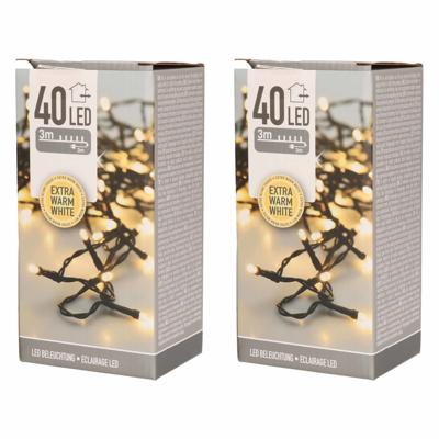 Kerstverlichting - 2x - warm wit - 40 LEDs - 3 m - kerstversiering - buiten