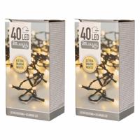 Kerstverlichting - 2x - warm wit - 40 LEDs - 3 m - kerstversiering - buiten
