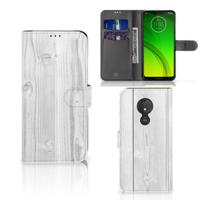 Motorola Moto G7 Power | Book Style Case | White Wood | Portemonnee hoesje