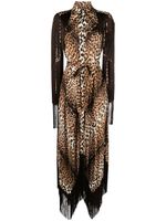 Roberto Cavalli robe-chemise frangée à imprimé léopard - Tons neutres