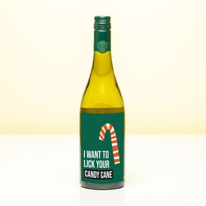 Kerst Wijnfles I Want To Lick Your Candy Cane - Wit (Sauvignon Blanc)