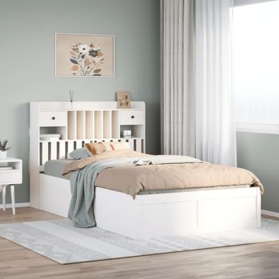 Bedframe zonder matras massief grenenhout wit 135x190 cm