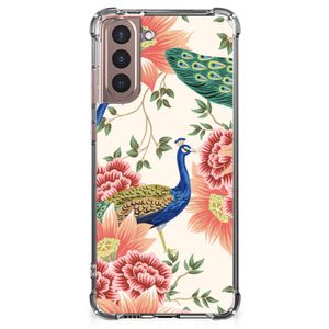 Case Anti-shock voor Samsung Galaxy S21 Plus Pink Peacock