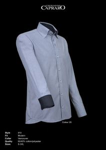 Giovanni Capraro 910-20 Heren Overhemd - Grijs [Zwart accent]