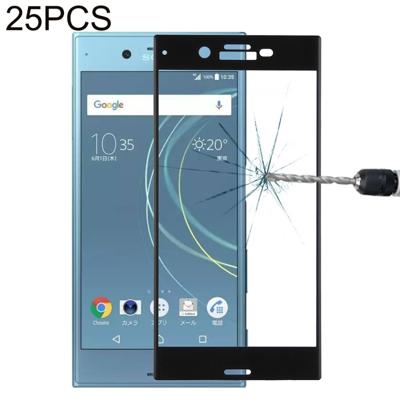 25 stuks voor Sony Xperia XZs 0.33 mm 9H oppervlaktehardheid 3D gebogen volledig scherm gehard glas screen protector (zwart)