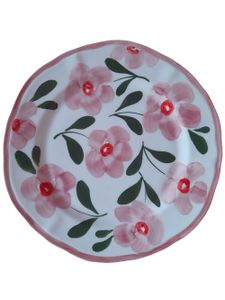 Les-Ottomans assiettes en porcelaine à fleurs (27 cm) - Blanc