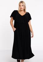 Yoek Jurk met ruches Swing | Zwart | Maat 58/60