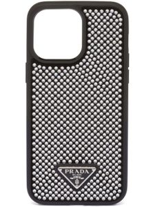 Prada coque d'iPhone 14 Pro Max à ornements en cristal - Noir