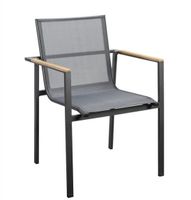 Mizu stackable dining chair alu dark grey/carbon textilene - Yoi