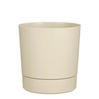 Mica Decorations Bloempot Coco - met onderschaal - beige - H30 x D28 cm - kunststof - buiten planten