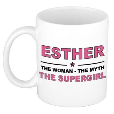 Esther cadeau mok - Woman Myth Supergirl - naam koffiemok - 300 ml - collega - moederdag