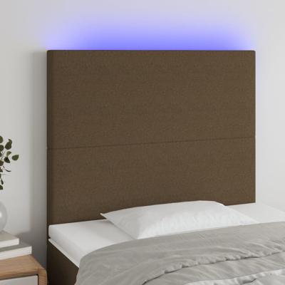 Hoofdbord LED 90x5x118/128 cm stof donkerbruin