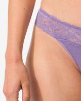 HEMA Damesstring katoen met kant lichtpaars (lichtpaars)