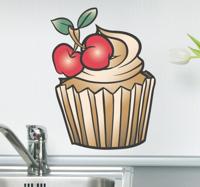 Sticker cupcake met glazuur en kersen Sticker cupcake met glazuur en kersen