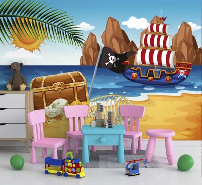 Fotobehang piratenschat kinderen
