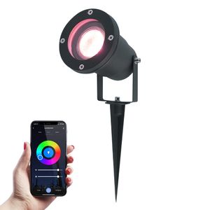 V-TAC Smart LED Prikspot - RGBWW lichtkleuren - Kantelbaar - IP44 Vochtbestendig - Aluminium - Tuinspot - Geschikt voor in de tuin - Zwart - 3 jaar garantie