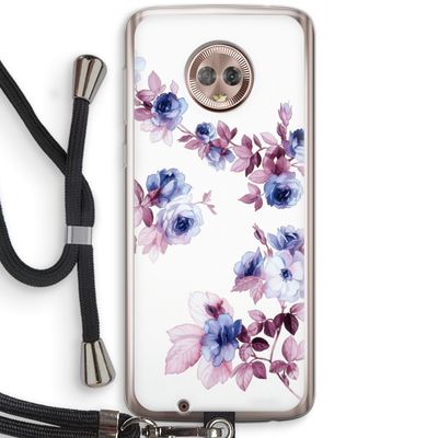 Waterverf bloemen: Motorola Moto G6 Transparant Hoesje met koord