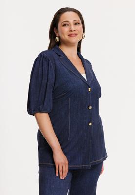 Yoek Blazer met pofmouw DENIM | Blauw | Maat 54/56