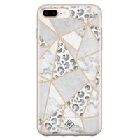 iPhone 8 Plus/7 Plus siliconen telefoonhoesje - Stone & leopard print