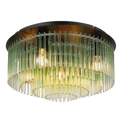 Globo Zwarte plafondlampGorley met groen glas Ø 50cm - 15698D1G