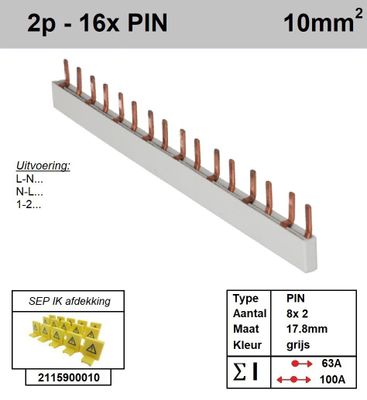 SEP Verdeelkam 2f pin 16 mod 18mm grijs P02016G00