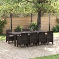 Tuin Eetset 9 pcs Bruin 250 x 100 x 73 cm Poly rattan