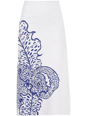 Ferragamo jupe évasée en jacquard à imprimé graphique - Blanc