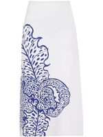 Ferragamo jupe évasée en jacquard à imprimé graphique - Blanc