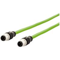 Metz Connect 142M1D11100 M12 Netwerkkabel, patchkabel CAT 5e SF/FTP 10.00 m Groen PUR-mantel, Zuurbestendig, Ozonbestendig, UV-bestendig, Geschikt voor