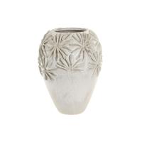 Vaas Home ESPRIT Wit Keramisch Traditionele stijl Blad van een plant 27 x 27 x 35 cm