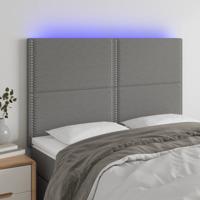 Hoofdbord LED 144x5x118/128 cm stof donkergrijs