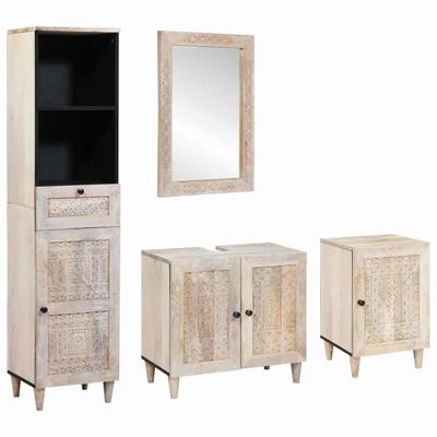 Badkamermeubelset 4 pcs Wit 38 x 33 x 160 cm massief mangohout