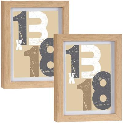 2x stuks houten fotolijst - bruin - 15 x 20 cm - fotolijstje - met passe-partout - decoratie