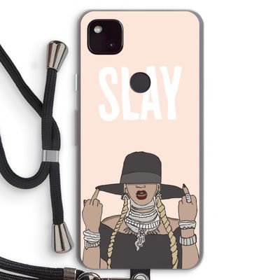 Slay All Day: Pixel 4a 5G Transparant Hoesje met koord