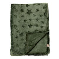 STARLIGHT - Plaid 150x200 cm - fleece deken met sterren - effen kleur - Mountain View - groen - thumbnail
