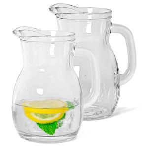 Bormioli Rocco sapkan/waterkan/karaf - 2x - glas - 1000 ml - transparant - schenkkannen