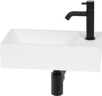 Saqu Deluxe fonteinset met mat zwarte kraan rechts solid surface mat wit