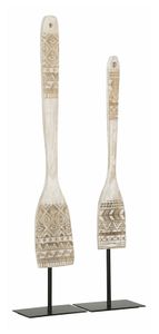 MUST Living Decoratie Tribal Spoon Teakhout, Set van 2 stuks - Wit