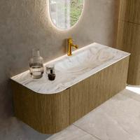 Badmeubel Mondiaz Kurve-Dlux | 115 cm cm | Meubelkleur Dusk | Wastafelkleur Glace | Solid surface | Wasbak rechter zijde spoelbak | 1 kraangat