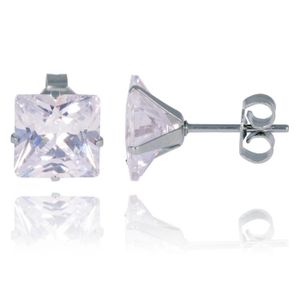 LGT Jewels Stud oorbellen Edelstaal Classic Transparent 8mm