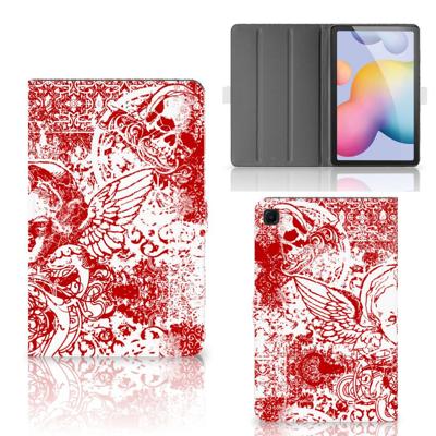 Tablettasje Samsung Galaxy Tab S6 Lite | S6 Lite (2022) Angel Skull Rood Tablettasje Samsung Galaxy Tab S6 Lite | S6 Lite (2022) Angel Skull Rood