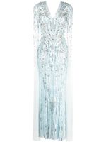 Jenny Packham robe longue Planelto à sequins - Bleu