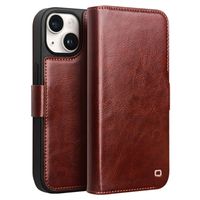 iPhone 15 Qialino Classic Wallet Leren Hoesje - Donkerbruin