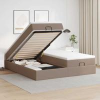 Ottoman bed met matrassen 180x200cm kunstleer cappuccinokleurig