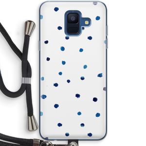 Blauwe stippen: Samsung Galaxy A6 (2018) Transparant Hoesje met koord