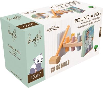 Cilgro Jouéco houten hamerbankje pound a peg met 6 spijltjes en hamer