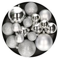 46x stuks kunststof kerstballen zilver 4, 6 en 8 cm - thumbnail