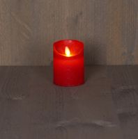 Batterijverlichting kaars wax rustiek bewegende vlam 7,5x10cm rood 3xaaa/timer - Anna's Collection
