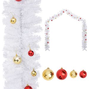 VidaXL Kerstslinger versierd met kerstballen 5 m wit