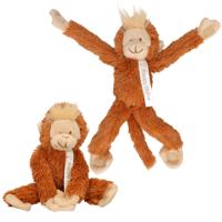 Happy Horse pluche aapje knuffel - 2x stuks - bruin - hangend - 23 cm